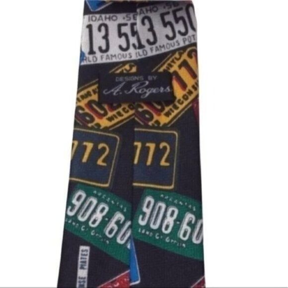 A. Rogers novelty tie “ license plates “ Themed Men’s Tie - Picture 6 of 6